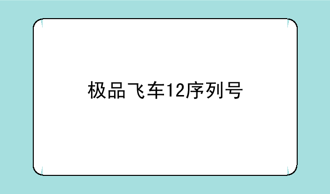 极品飞车12序列号