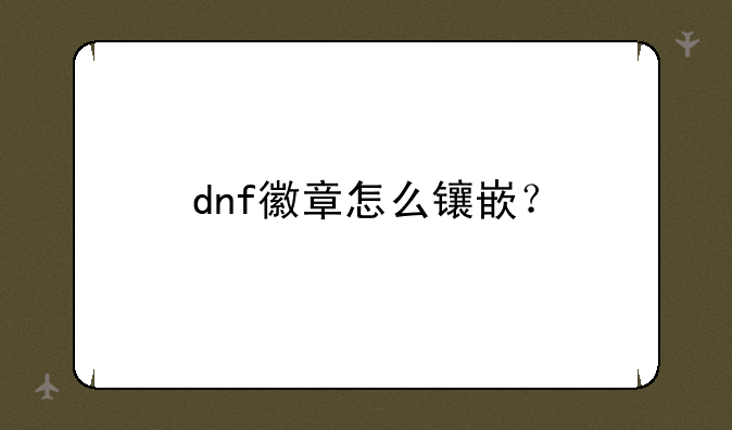 dnf徽章怎么镶嵌？