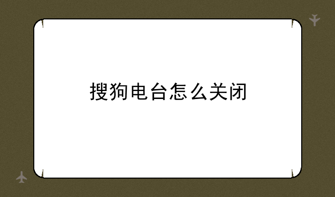 搜狗电台怎么关闭