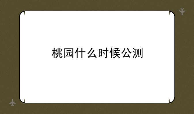 桃园什么时候公测