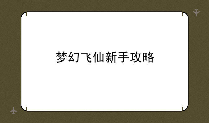 梦幻飞仙新手攻略