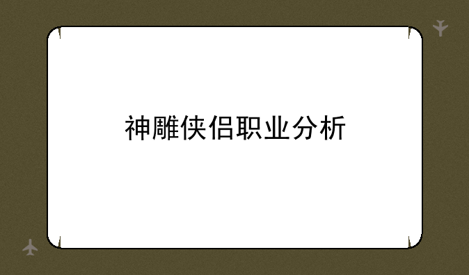 神雕侠侣职业分析