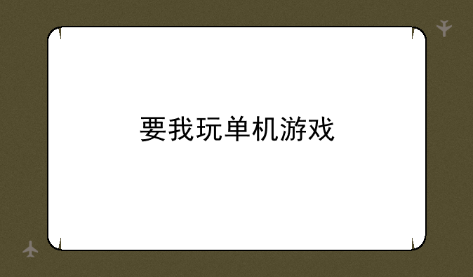 要我玩单机游戏
