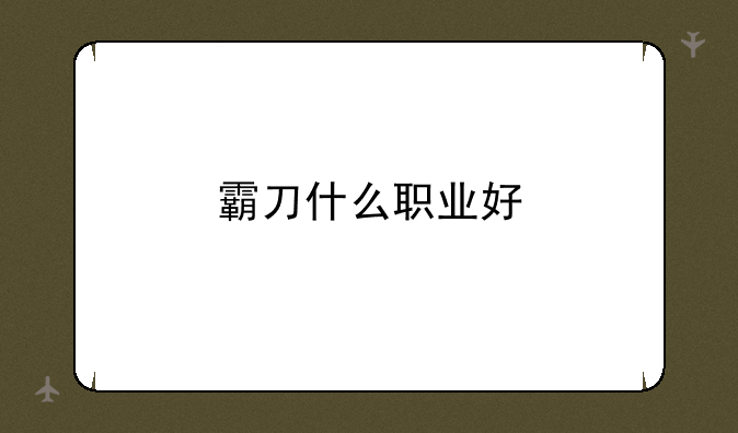 霸刀什么职业好