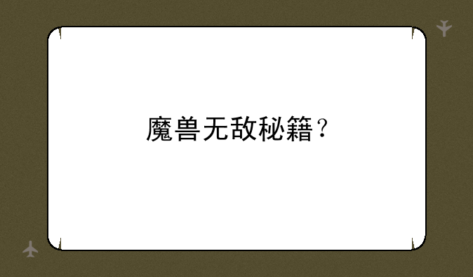 魔兽无敌秘籍？