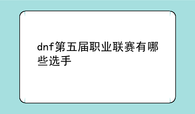 dnf第五届职业联赛有哪些选手