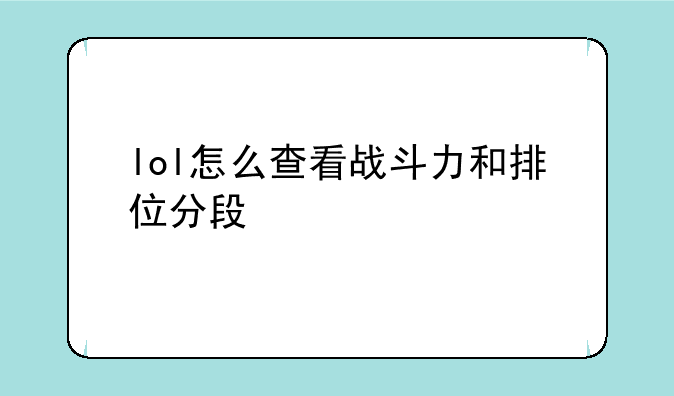 lol怎么查看战斗力和排位分段