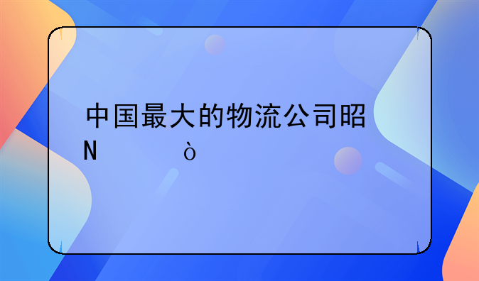 中国最大的物流公司是哪个？