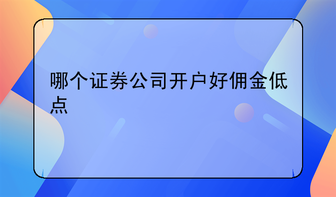 哪个证券公司开户好佣金低点