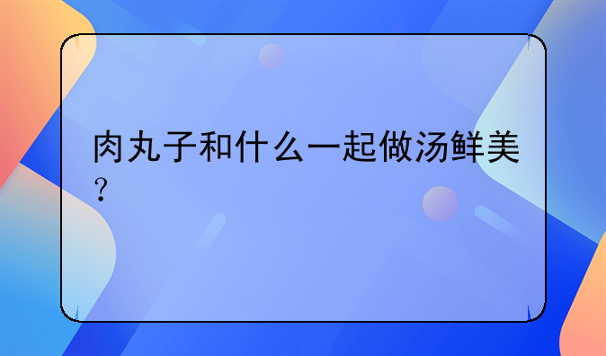 肉丸子和什么一起做汤鲜美？