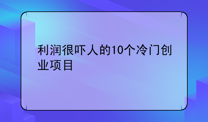 利润很吓人的10个冷门创业项目