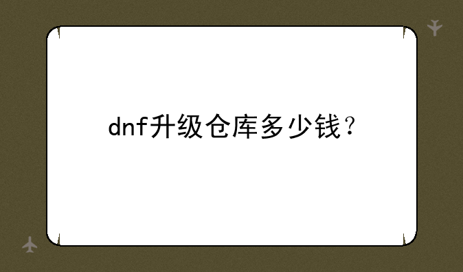 dnf升级仓库多少钱？