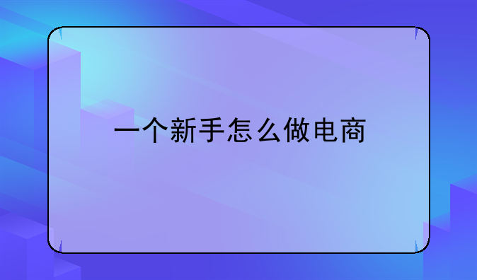 一个新手怎么做电商