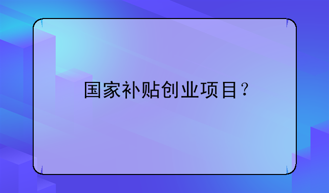 国家补贴创业项目？