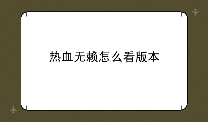 热血无赖怎么看版本