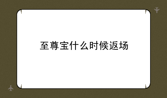 至尊宝什么时候返场