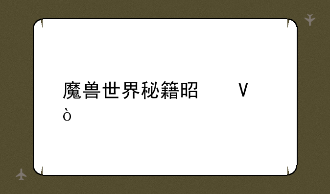 魔兽世界秘籍是啥？