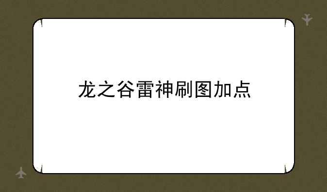 龙之谷雷神刷图加点