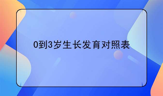 0到3岁生长发育对照表