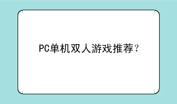PC单机双人游戏推荐？