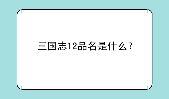 三国志12品名是什么？
