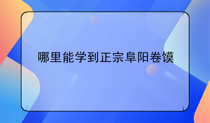 哪里能学到正宗阜阳卷馍