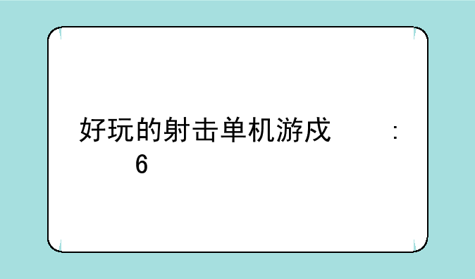 好玩的射击单机游戏推荐
