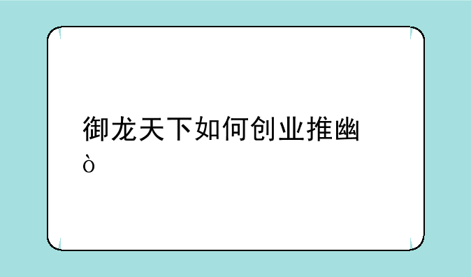 御龙天下如何创业推广？