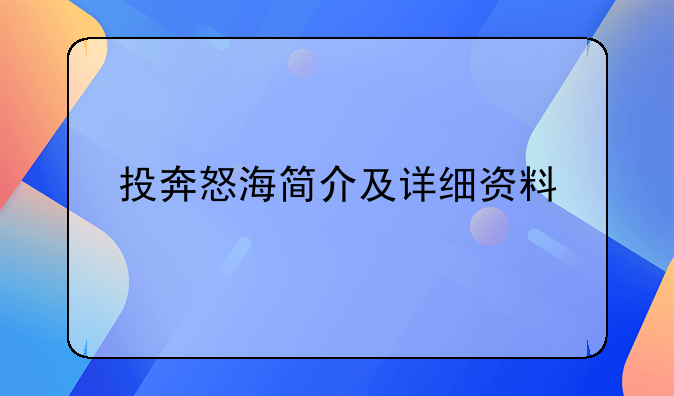 投奔怒海简介及详细资料