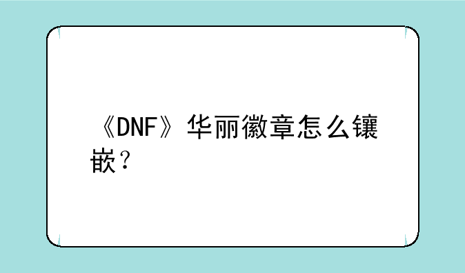 《DNF》华丽徽章怎么镶嵌？