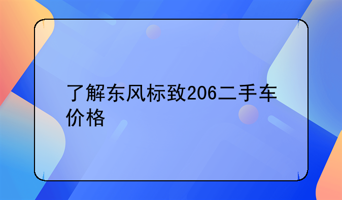 了解东风标致206二手车价格