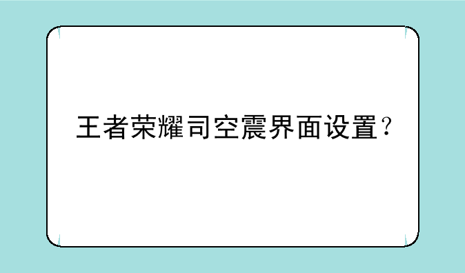 王者荣耀司空震界面设置？