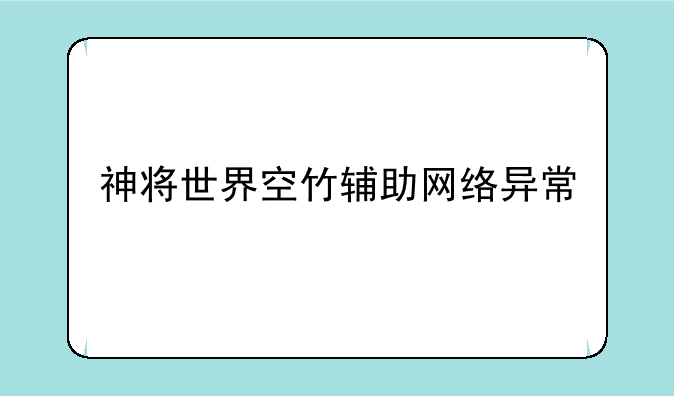 神将世界空竹辅助网络异常