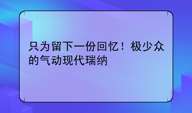 只为留下一份回忆！极少众的气动现代瑞纳