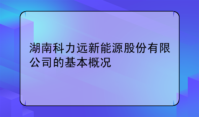 湖南科力远新能源股份有限公司的基本概况