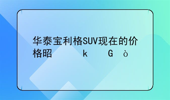 华泰宝利格SUV现在的价格是多少？