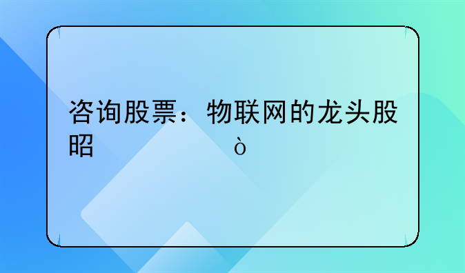 咨询股票：物联网的龙头股是谁？