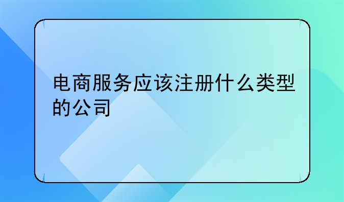 电商服务应该注册什么类型的公司