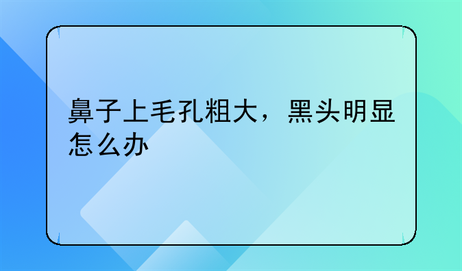 鼻子上毛孔粗大，黑头明显怎么办