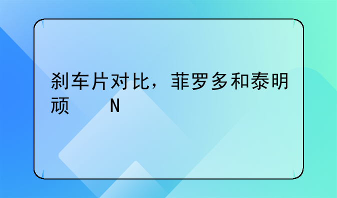 刹车片对比，菲罗多和泰明顿哪个好