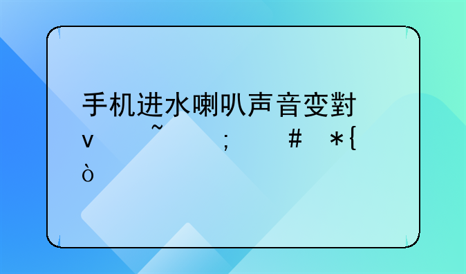 手机进水喇叭声音变小杂音怎么办？