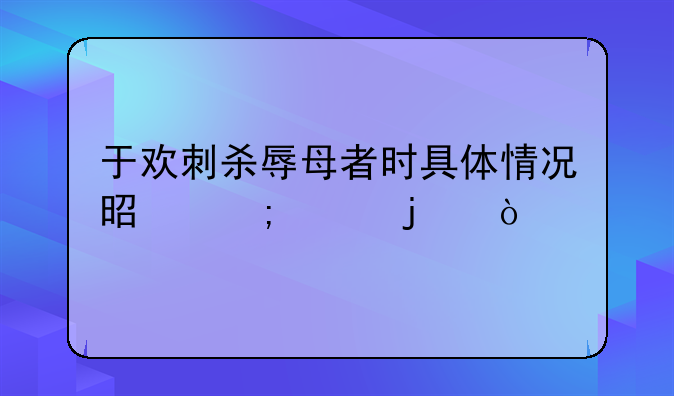 于欢刺杀辱母者时具体情况是怎样的？