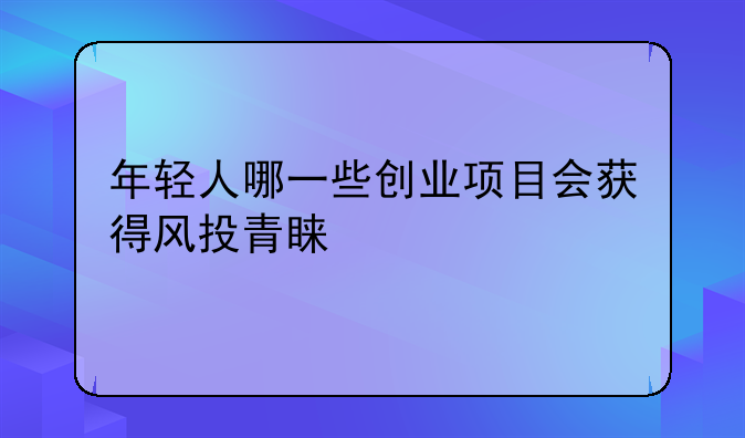 年轻人哪一些创业项目会获得风投青睐