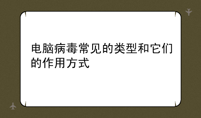 电脑病毒常见的类型和它们的作用方式