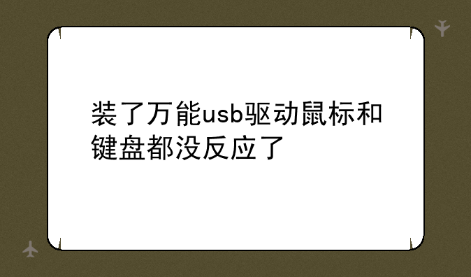 装了万能usb驱动鼠标和键盘都没反应了