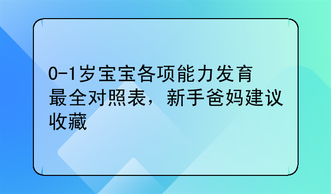 0-1岁宝宝各项能力发育最全对照表，新手爸妈建议收藏