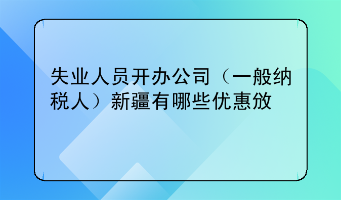 失业人员开办公司（一般纳税人）新疆有哪些优惠政策