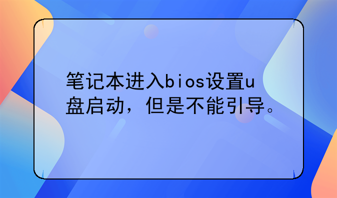 笔记本进入bios设置u盘启动，但是不能引导。