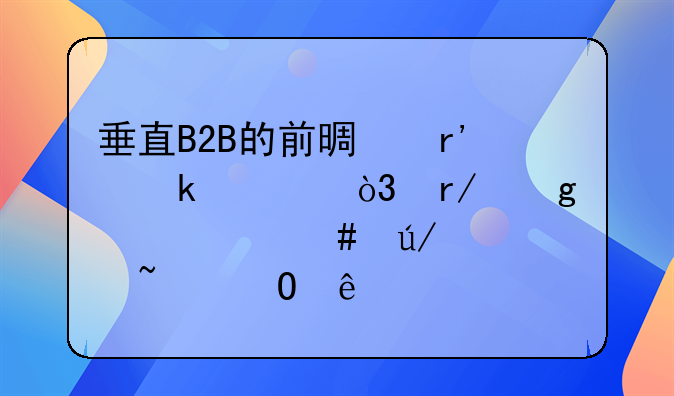 垂直B2B的前景有多大，看这几个案例就知道了