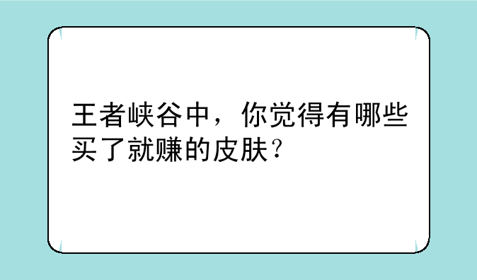 王者峡谷中，你觉得有哪些买了就赚的皮肤？